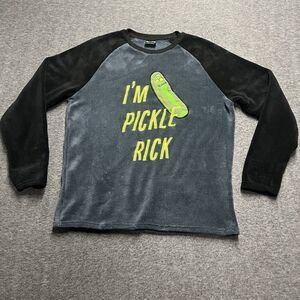 Rick & Morty Sweatshirt Large Adult Swim Pickle Rick Gray/Black Soft Pullover